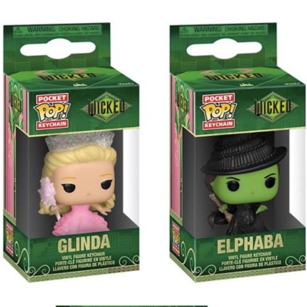 NEVER OPENED Wicked Glinda & Elphaba Funko Pop KEYCHAINS